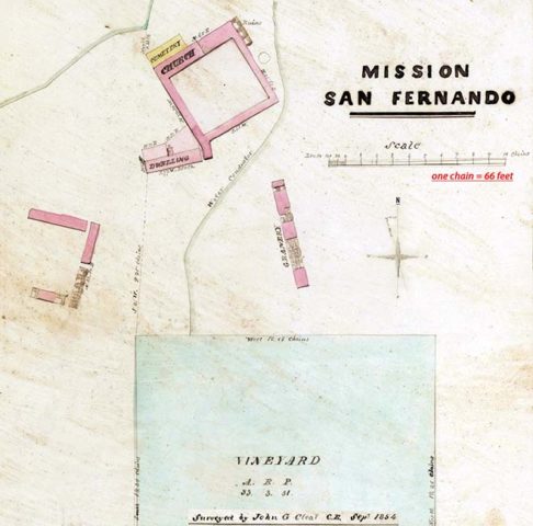 Mission San Fernando Rey Plat 1854