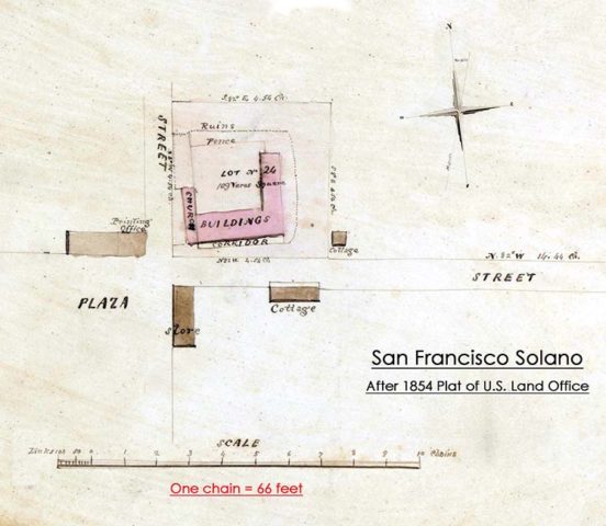 Layout of Mission San Francisco Solano Plat 1854