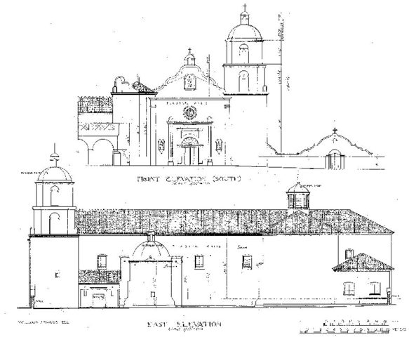 Architectural Drawing of San Luis Rey Exterior