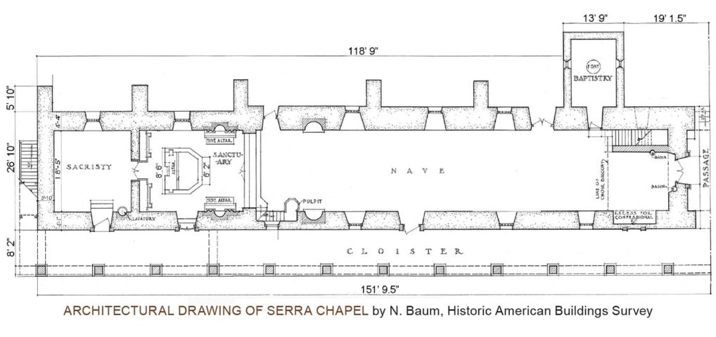 San Juan Capistrano Ground Floor Plan of Serra Chapel