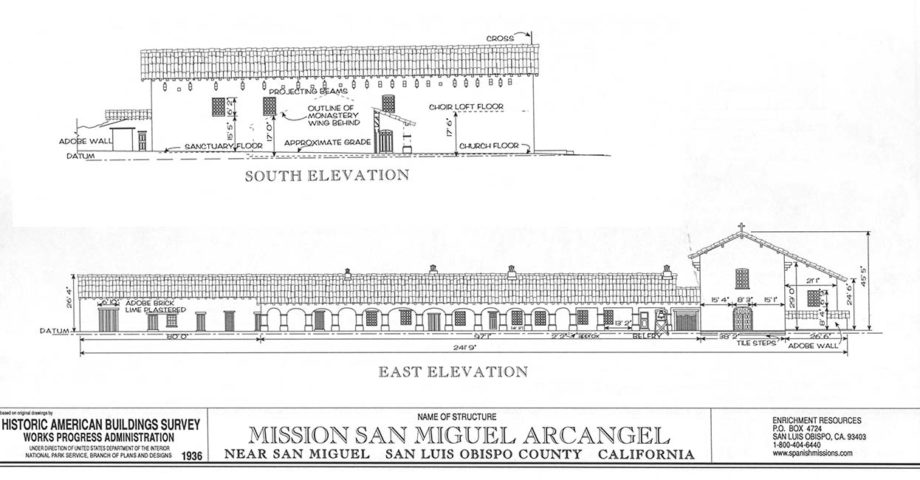 Architectural Drawing of Mission San Miguel Arcángel