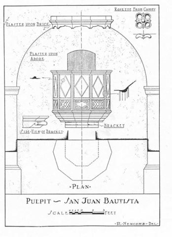Architectural Drawing San Juan Bautista Pulpit