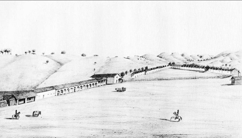 Drawing of Mission San Miguel by Henry Miller 1856