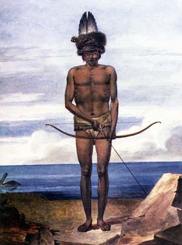 Coast Miwok Man with Bow by Michael Tikhanov 1818