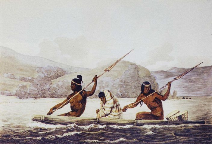 Indians Cross San Francisco Bay by Choris 1816