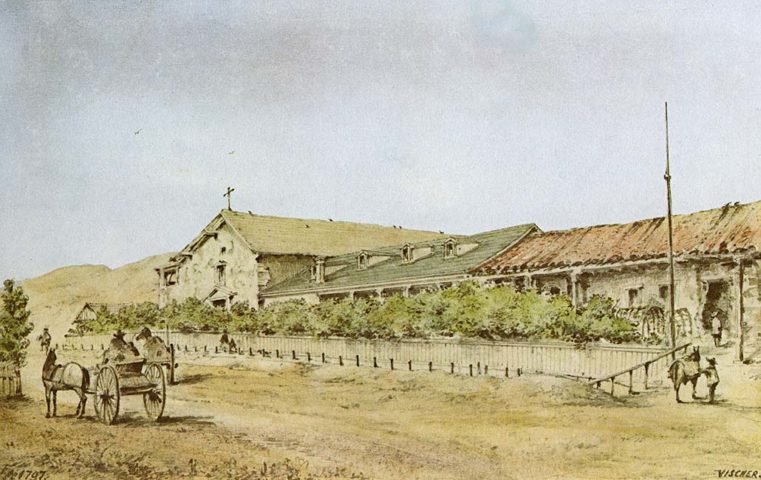 Mission San José Sketch by Edward Vischer 1866