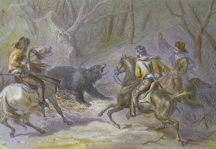 Native Californians Lassoing a Bear