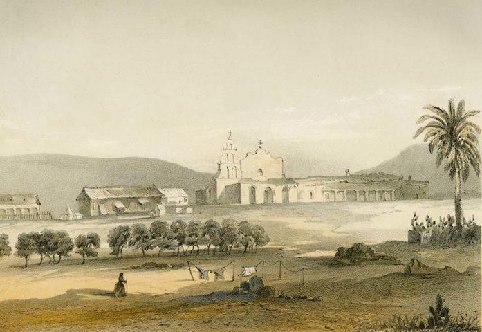 Color Lithograph of Mission San Diego 1856