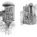 San Buenaventura Drawing of the Pulpit and Confessional