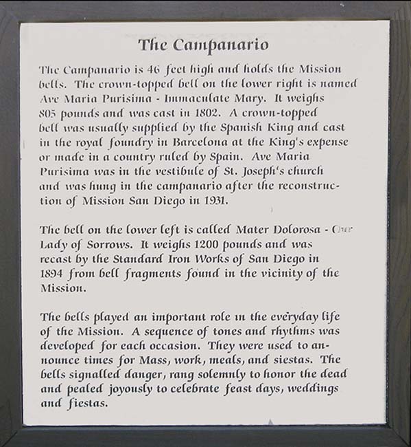 Sign of the Mission San Diego Campanario